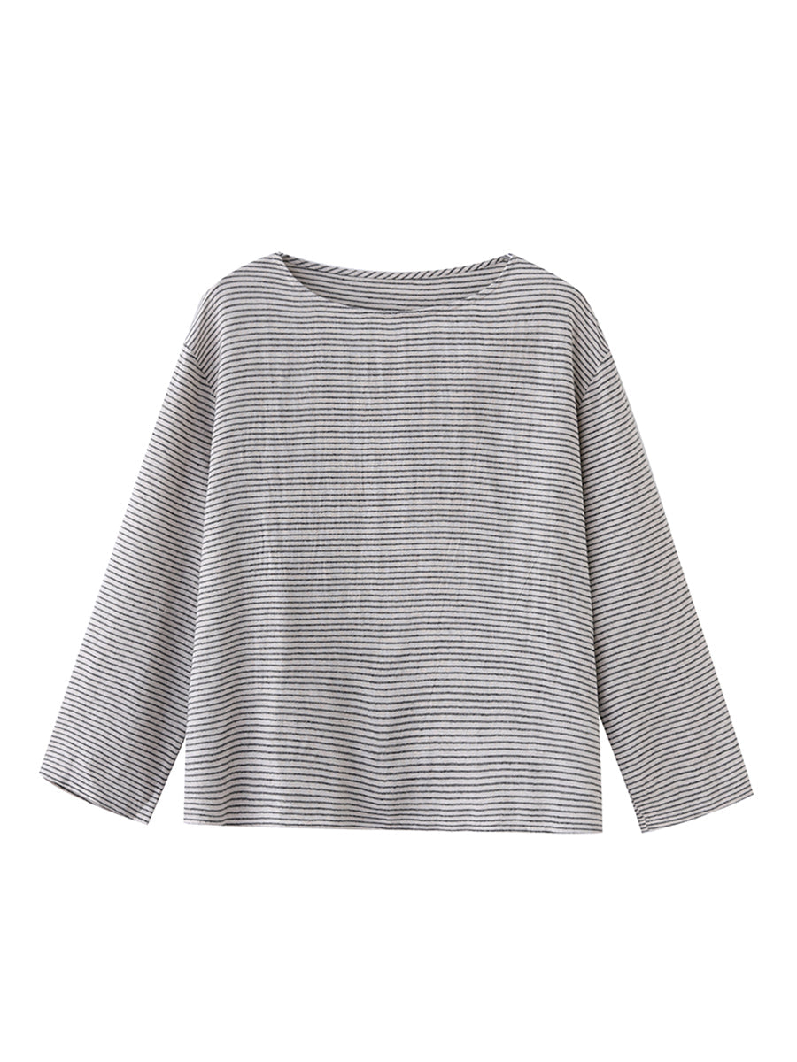 قميص مخطط عتيق بأكمام طويلة ومقاس كبير