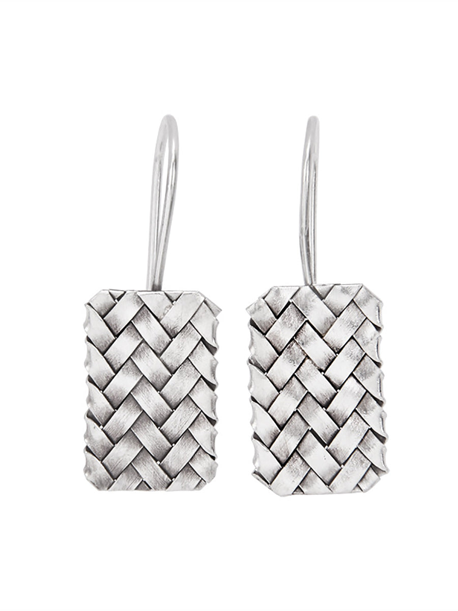 Women Vintage S925Sliver Knitted Ethnic Earrings