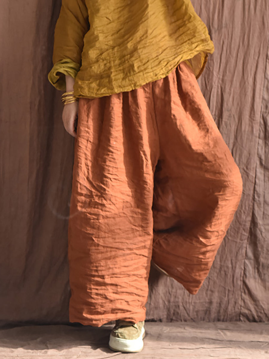 Women Summer Vintage Colorblock Loose Linen Pants