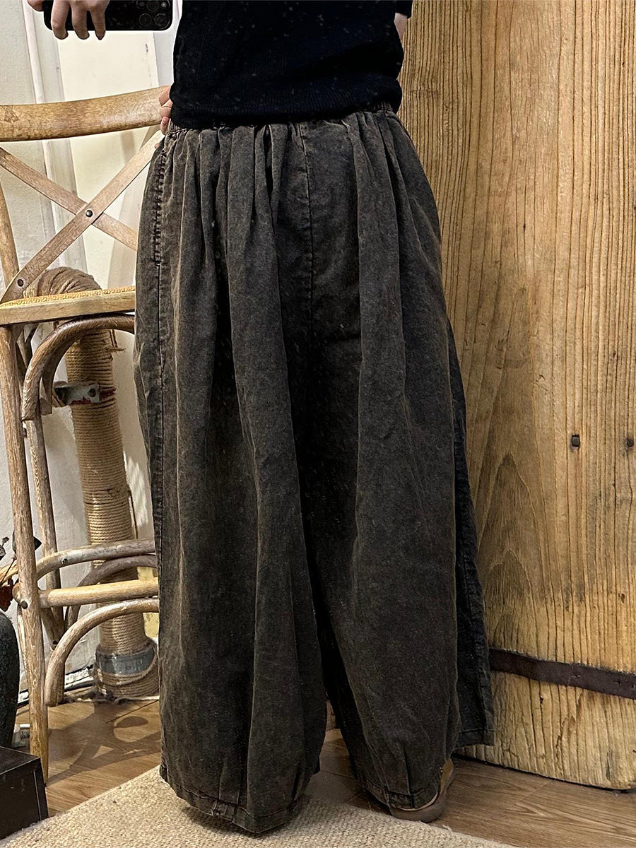 Women Summe Vintage Solid Linen Bloomers