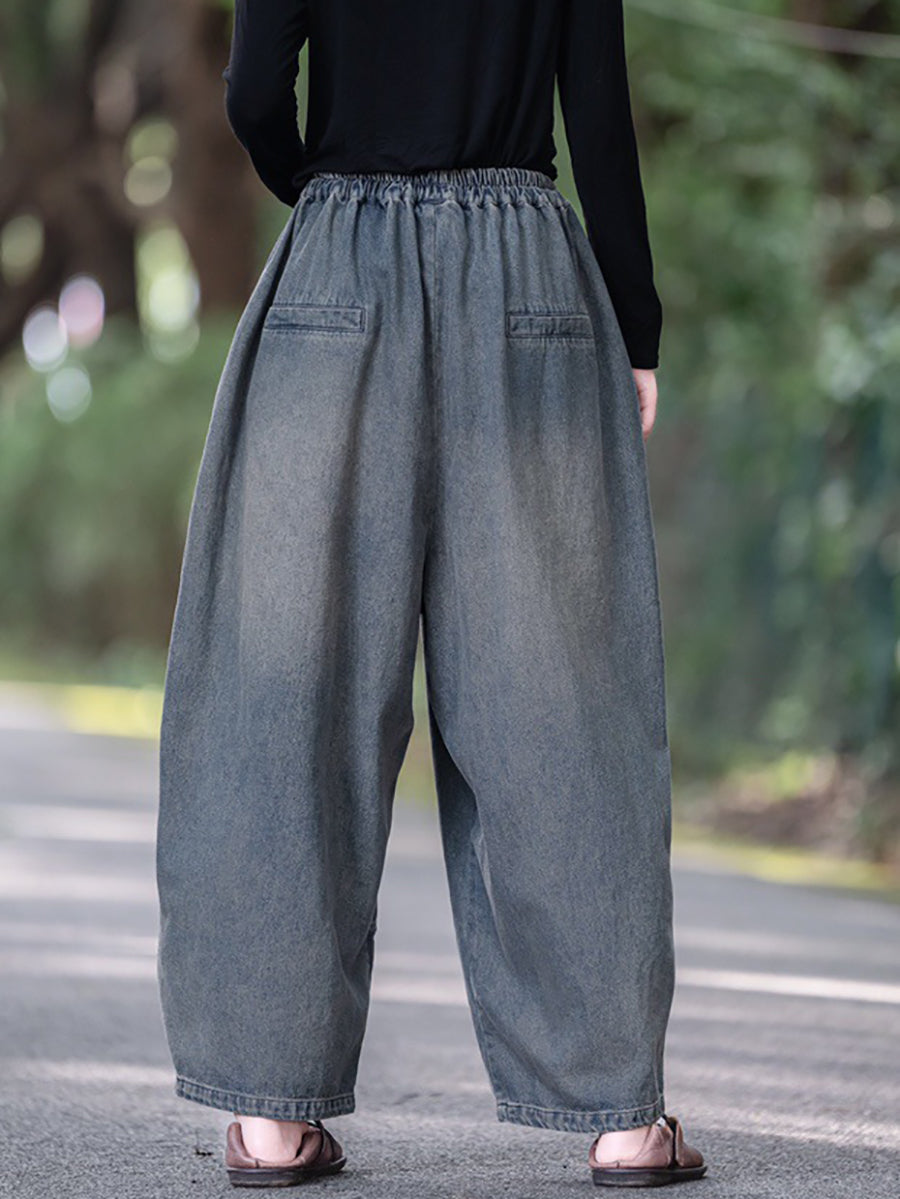 Women Casual Autumn Spliced Loose Wide-leg Pants