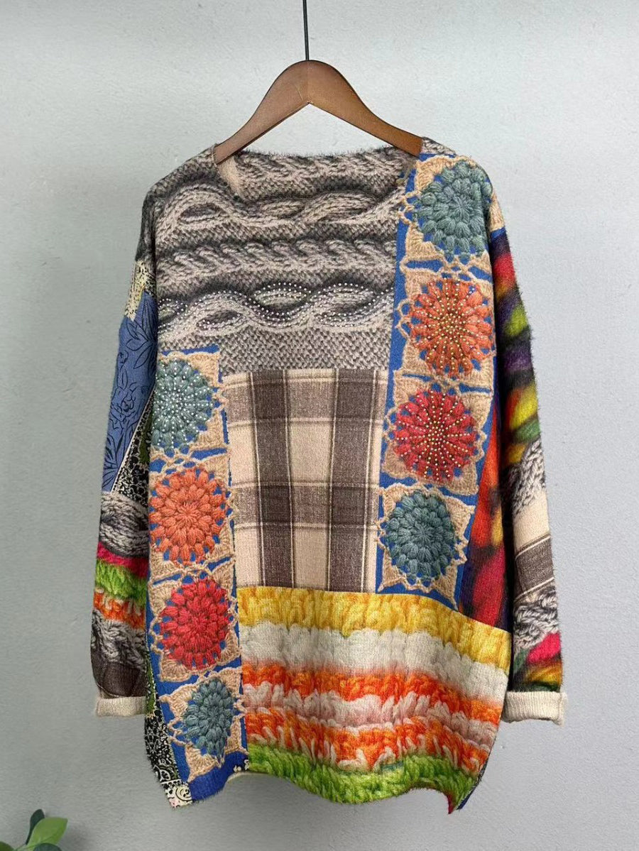 Women Winter Flower Knitted Warm Sweater