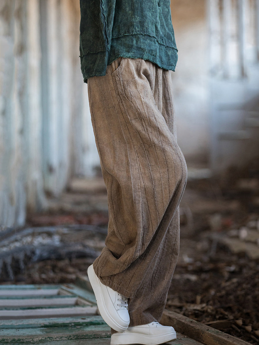 Women Vintage Winter Tie-dye Fleece-lined Harem Pants