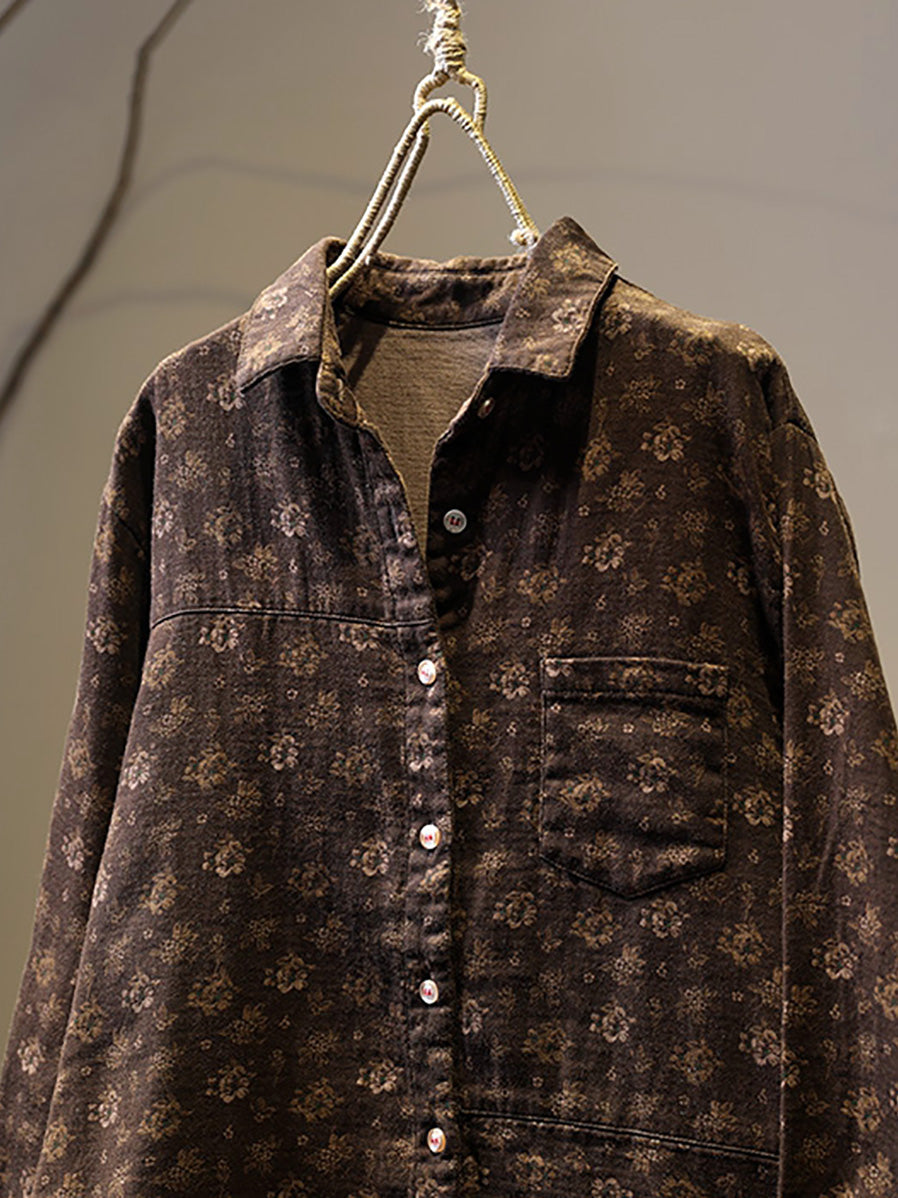 Women Vintage Floral Cotton Spring Cotton Shirt