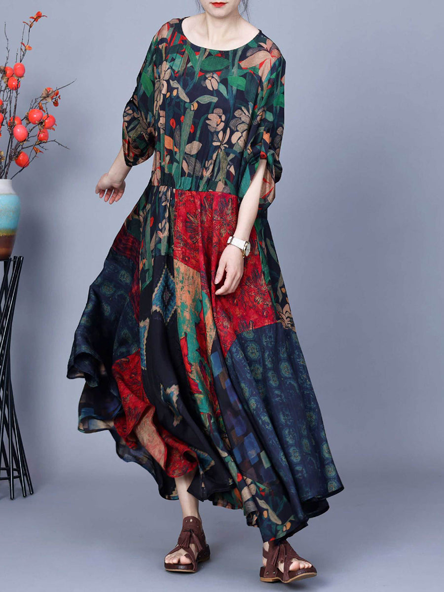 Women Spring Casual Irregular Spliced Dress