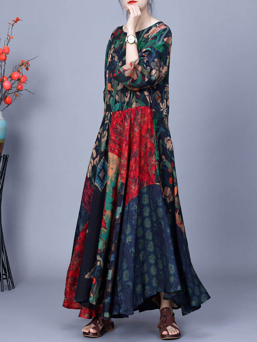 Women Spring Casual Irregular Spliced Dress
