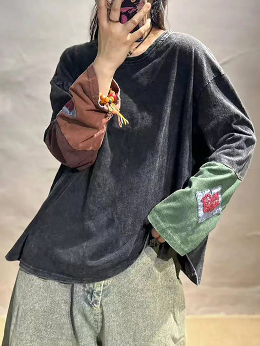 قميص نسائي من القطن بتصميم ربيعي عتيق