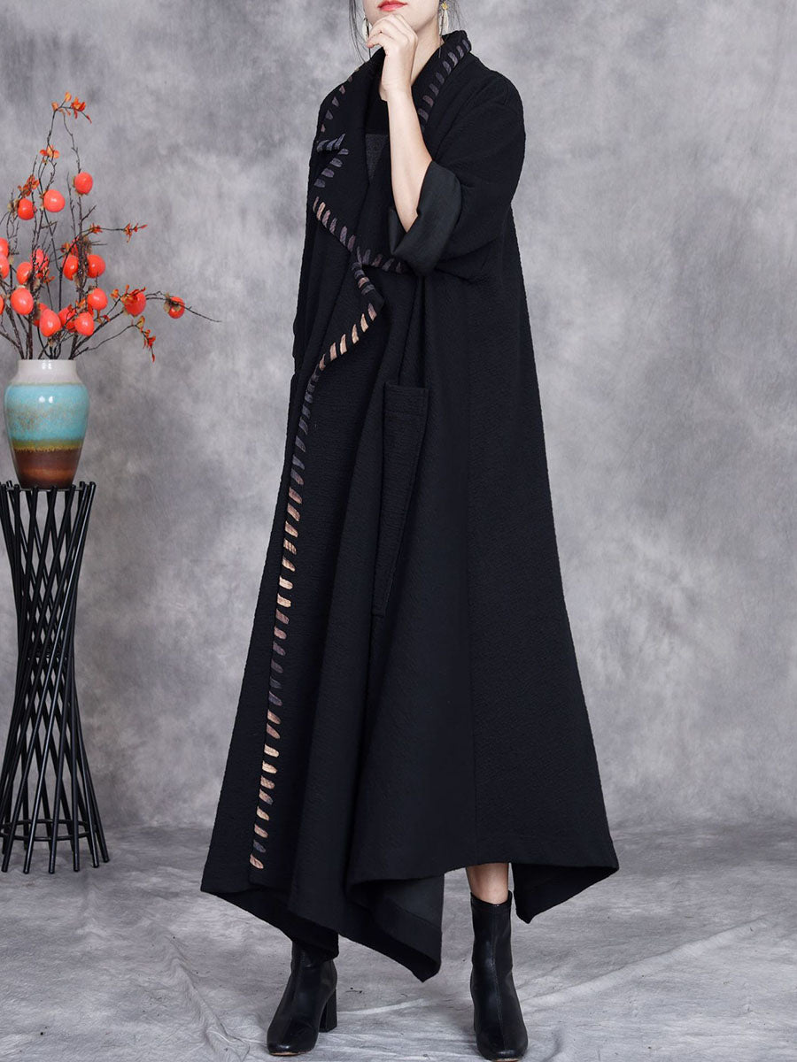 Women Artsy Autumn Turn-down Collar Cardigan Loose Coat