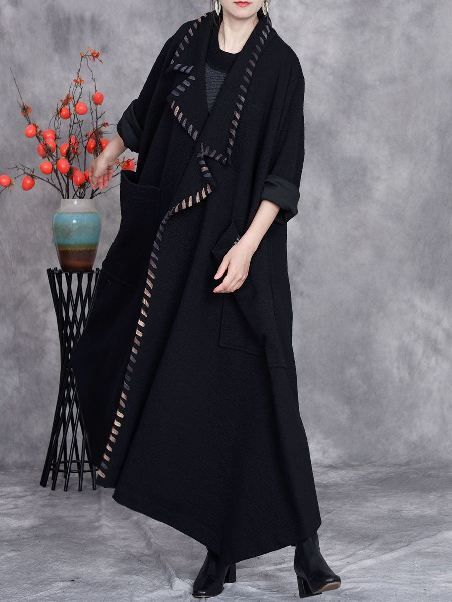 Women Artsy Autumn Turn-down Collar Cardigan Loose Coat
