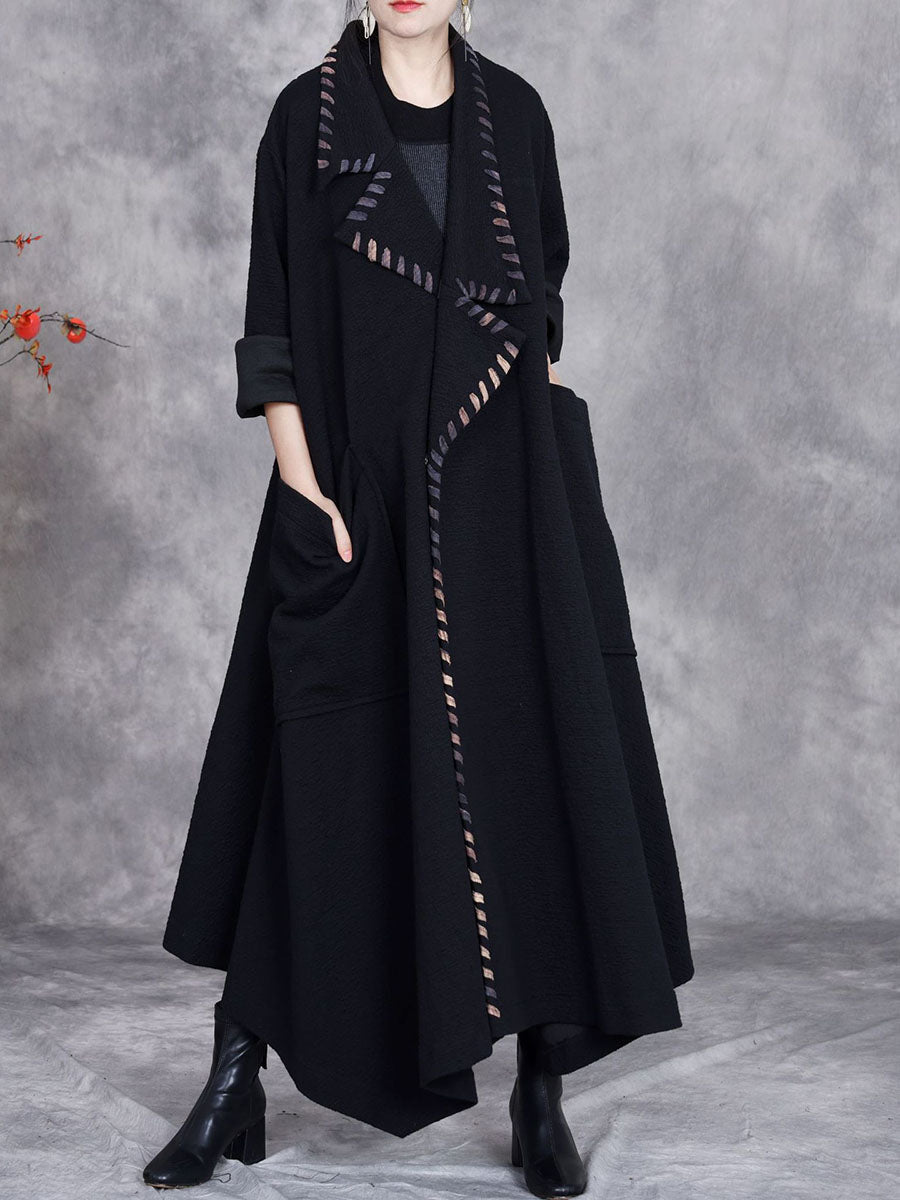 Women Artsy Autumn Turn-down Collar Cardigan Loose Coat