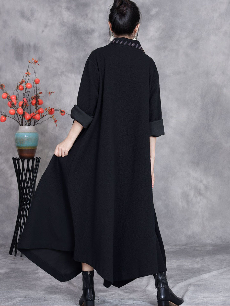Women Artsy Autumn Turn-down Collar Cardigan Loose Coat