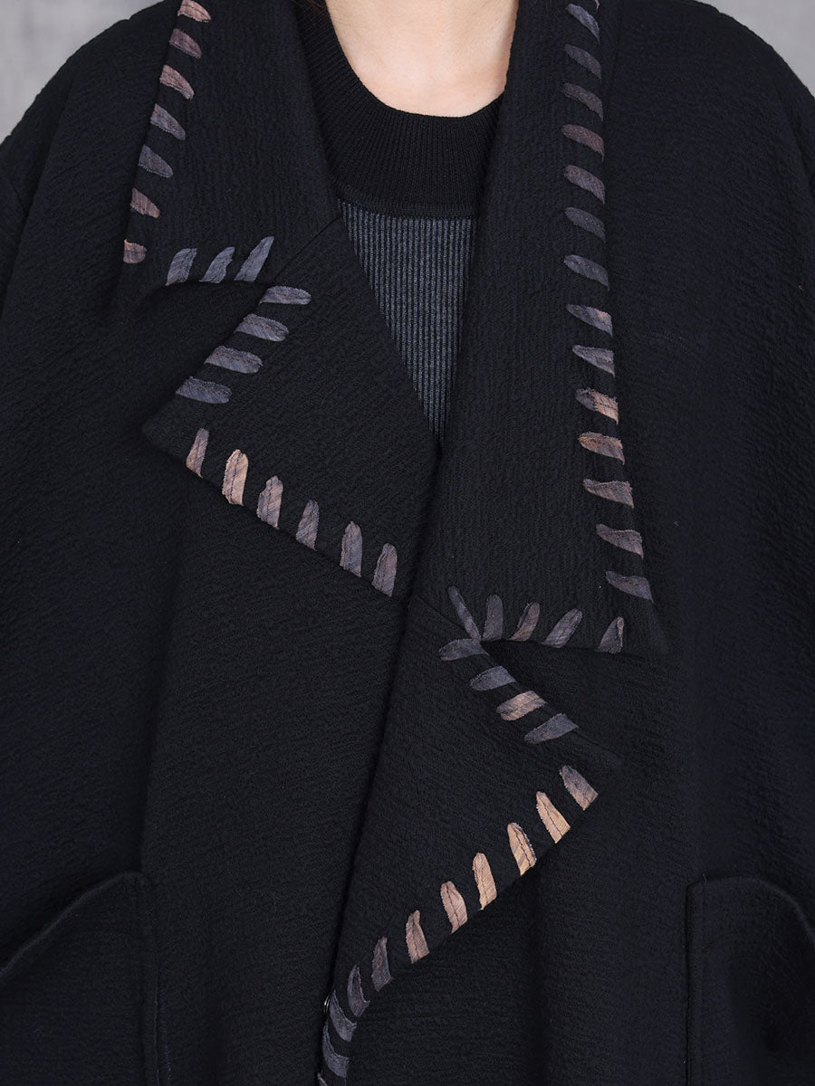 Women Artsy Autumn Turn-down Collar Cardigan Loose Coat
